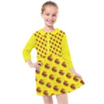 Vector Burgers, fast food sandwitch pattern at yellow Kids  Quarter Sleeve Shirt Dress