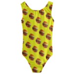 Vector Burgers, fast food sandwitch pattern at yellow Kids  Cut-Out Back One Piece Swimsuit