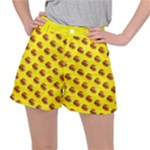 Vector Burgers, fast food sandwitch pattern at yellow Ripstop Shorts