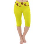 Vector Burgers, fast food sandwitch pattern at yellow Lightweight Velour Cropped Yoga Leggings
