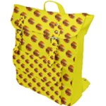 Vector Burgers, fast food sandwitch pattern at yellow Buckle Up Backpack