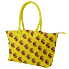 Vector Burgers, Fast Food Sandwitch Pattern At Yellow Canvas Shoulder Bag by Casemiro