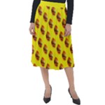 Vector Burgers, fast food sandwitch pattern at yellow Classic Velour Midi Skirt 