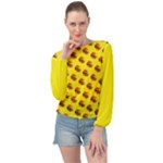 Vector Burgers, fast food sandwitch pattern at yellow Banded Bottom Chiffon Top