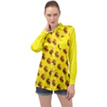 Vector Burgers, fast food sandwitch pattern at yellow Long Sleeve Satin Shirt