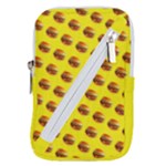 Vector Burgers, fast food sandwitch pattern at yellow Belt Pouch Bag (Large)