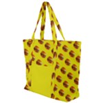 Vector Burgers, fast food sandwitch pattern at yellow Zip Up Canvas Bag