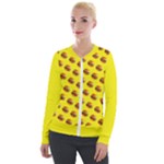 Vector Burgers, fast food sandwitch pattern at yellow Velvet Zip Up Jacket