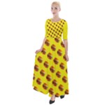 Vector Burgers, fast food sandwitch pattern at yellow Half Sleeves Maxi Dress