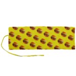 Vector Burgers, fast food sandwitch pattern at yellow Roll Up Canvas Pencil Holder (M)