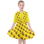 Vector Burgers, fast food sandwitch pattern at yellow Kids  All Frills Chiffon Dress