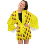 Vector Burgers, fast food sandwitch pattern at yellow Long Sleeve Kimono