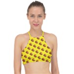 Vector Burgers, fast food sandwitch pattern at yellow Racer Front Bikini Top