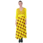 Vector Burgers, fast food sandwitch pattern at yellow Button Up Maxi Dress