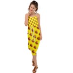 Vector Burgers, fast food sandwitch pattern at yellow Waist Tie Cover Up Chiffon Dress