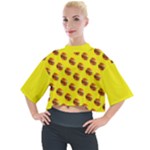 Vector Burgers, fast food sandwitch pattern at yellow Mock Neck Tee