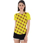 Vector Burgers, fast food sandwitch pattern at yellow Back Cut Out Sport Tee