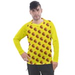 Vector Burgers, fast food sandwitch pattern at yellow Men s Pique Long Sleeve Tee