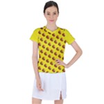 Vector Burgers, fast food sandwitch pattern at yellow Women s Sports Top
