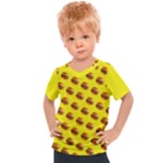Vector Burgers, fast food sandwitch pattern at yellow Kids  Sports Tee
