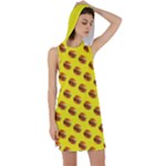 Vector Burgers, fast food sandwitch pattern at yellow Racer Back Hoodie Dress