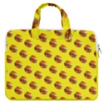 Vector Burgers, fast food sandwitch pattern at yellow MacBook Pro Double Pocket Laptop Bag