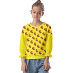 Vector Burgers, fast food sandwitch pattern at yellow Kids  Cuff Sleeve Top