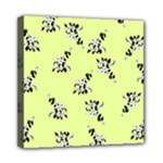 Black and white vector flowers at canary yellow Mini Canvas 8  x 8  (Stretched)