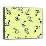 Black and white vector flowers at canary yellow Canvas 14  x 11  (Stretched)
