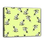 Black and white vector flowers at canary yellow Canvas 16  x 12  (Stretched)