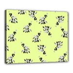 Black and white vector flowers at canary yellow Canvas 20  x 16  (Stretched)
