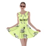 Black and white vector flowers at canary yellow Skater Dress