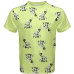 Black and white vector flowers at canary yellow Men s Cotton Tee