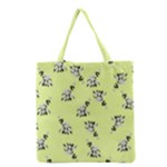Black and white vector flowers at canary yellow Grocery Tote Bag