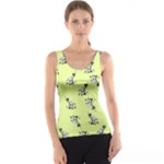 Black and white vector flowers at canary yellow Tank Top