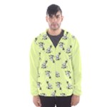 Black and white vector flowers at canary yellow Men s Hooded Windbreaker