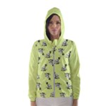 Black and white vector flowers at canary yellow Women s Hooded Windbreaker