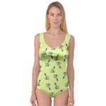 Black and white vector flowers at canary yellow Princess Tank Leotard 