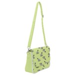 Black and white vector flowers at canary yellow Shoulder Bag with Back Zipper