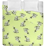Black and white vector flowers at canary yellow Duvet Cover Double Side (King Size)