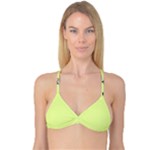 Black and white vector flowers at canary yellow Reversible Tri Bikini Top