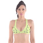 Black and white vector flowers at canary yellow Plunge Bikini Top