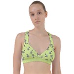 Black and white vector flowers at canary yellow Sweetheart Sports Bra