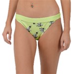 Black and white vector flowers at canary yellow Band Bikini Bottom