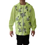 Black and white vector flowers at canary yellow Kids  Hooded Windbreaker
