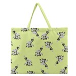 Black and white vector flowers at canary yellow Zipper Large Tote Bag