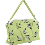 Black and white vector flowers at canary yellow Canvas Crossbody Bag