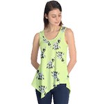 Black and white vector flowers at canary yellow Sleeveless Tunic