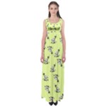 Black and white vector flowers at canary yellow Empire Waist Maxi Dress