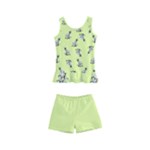 Black and white vector flowers at canary yellow Kids  Boyleg Swimsuit